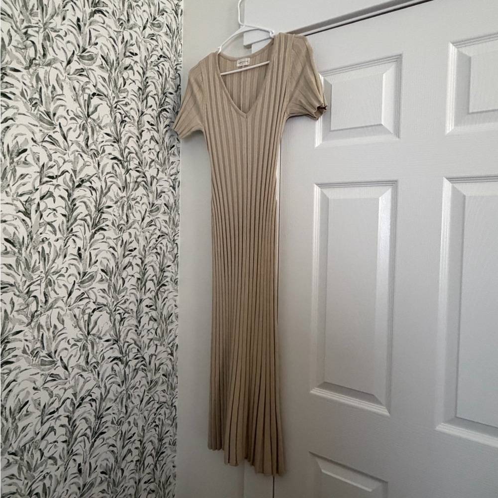 Beige Ribbed Knit Dress (Worth Collective, XS)